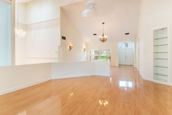 Chandelier, Empty room, Interior, Wood Texture Flooring