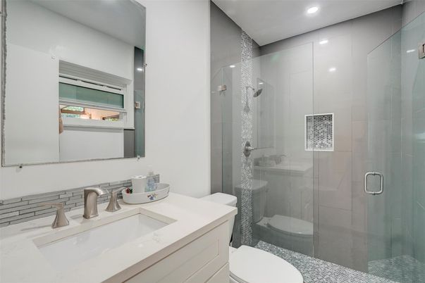 Bathroom, Glass Shower, Interior, Recessed Lighting