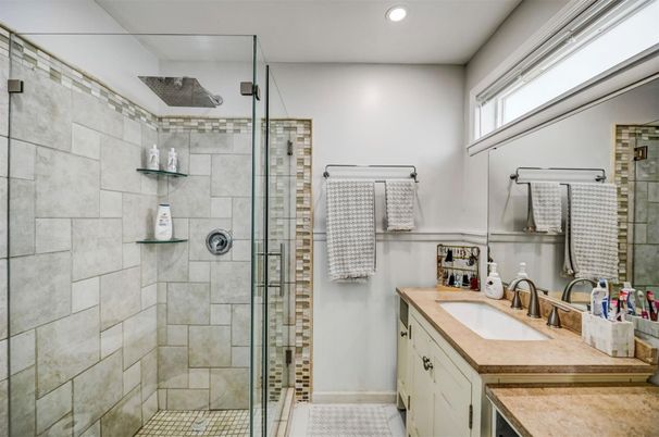 Bathroom, Glass Shower, Interior, Recessed Lighting