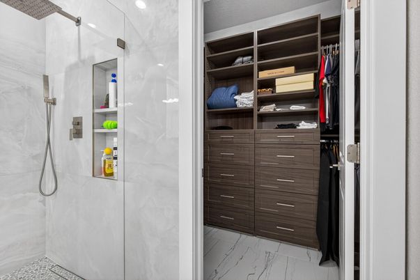 Bathroom, Glass Shower, Interior, Marble, Walk-in Closets