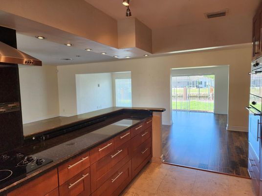 Interior, Kitchen, Recessed Lighting, Wood Texture Flooring
