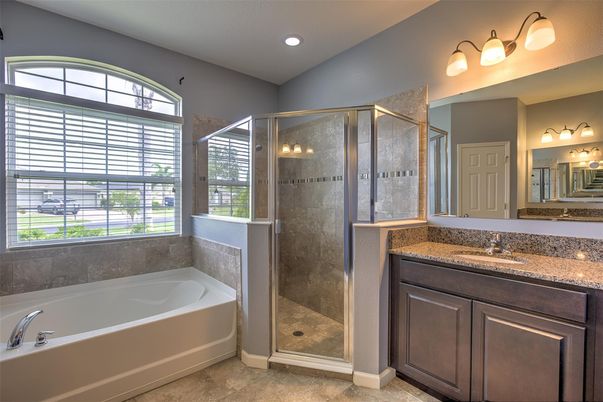 Bathroom, Glass Shower, Interior, Recessed Lighting