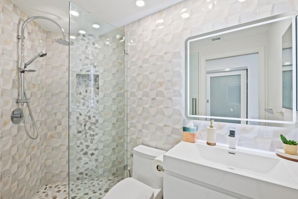 Bathroom, Glass Shower, Interior, Recessed Lighting