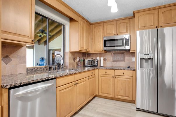 Interior, Kitchen, Stainless Steel Appliances, Wood Texture Flooring