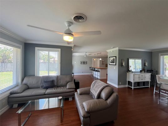 Dining room, Interior, Living room, Pendant Lights, Wood Texture Flooring