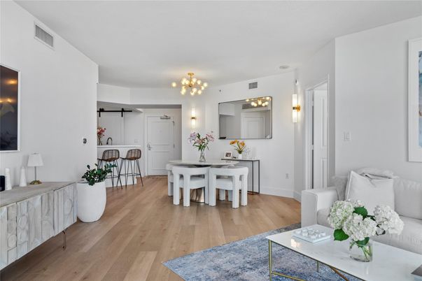 Dining room, Interior, Living room, Pendant Lights, Wood Texture Flooring
