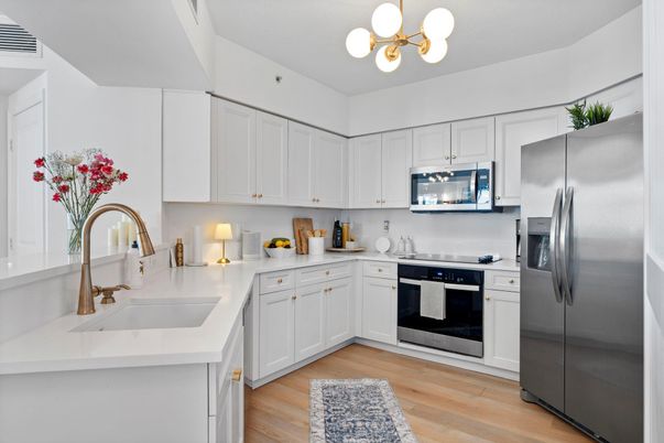 Interior, Kitchen, Stainless Steel Appliances, Wood Texture Flooring