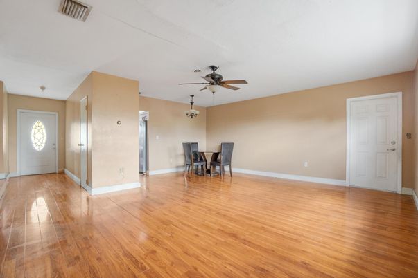 Dining room, Empty room, Interior, Wood Texture Flooring