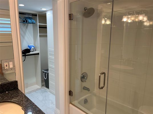 Bathroom, Glass Shower, Interior, Marble, Recessed Lighting