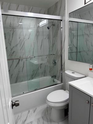 Bathroom, Glass Shower, Interior, Marble, Marble Walls