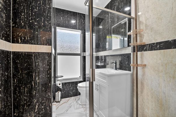 Bathroom, Glass Shower, Interior, Marble, Marble Walls
