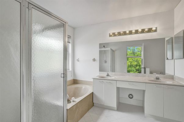 Bathroom, Dual Sink Vanities, Glass Shower, Interior