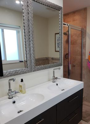 Bathroom, Dual Sink Vanities, Glass Shower, Interior