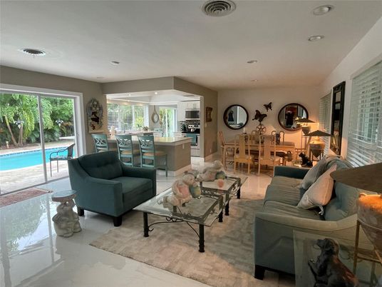 Dining room, Interior, Kitchen, Living room, Recessed Lighting