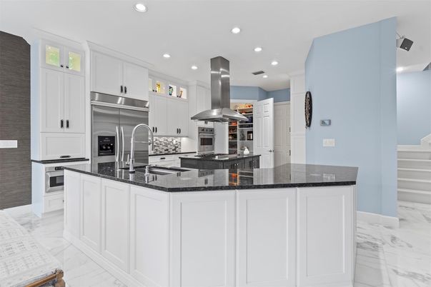 Interior, Kitchen, Marble, Recessed Lighting, Stainless Steel Appliances