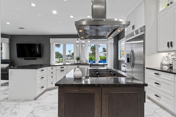 Interior, Kitchen, Marble, Recessed Lighting, Stainless Steel Appliances