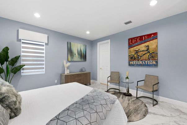 Bedroom, Interior, Marble, Recessed Lighting