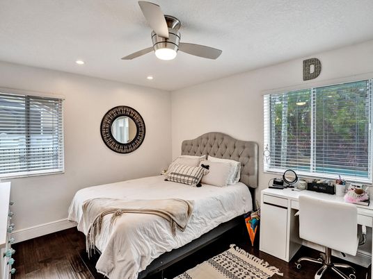 Bedroom, Home Office, Interior, Recessed Lighting, Wood Texture Flooring