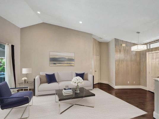 Interior, Living room, Pendant Lights, Recessed Lighting, Wood Texture Flooring