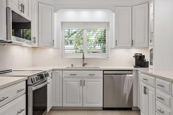 Interior, Kitchen, Marble Walls, Stainless Steel Appliances