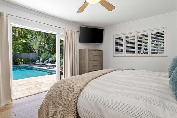 Bedroom, Interior, Pool, Wood Texture Flooring