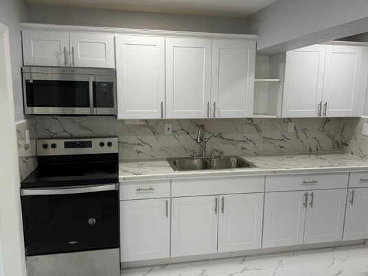 Interior, Kitchen, Marble, Marble Walls, Stainless Steel Appliances