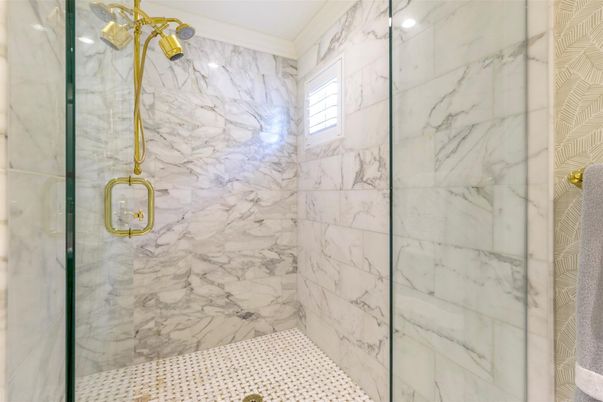 Bathroom, Glass Shower, Interior, Marble Walls
