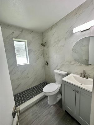 Bathroom, Interior, Marble Walls, Wood Texture Flooring