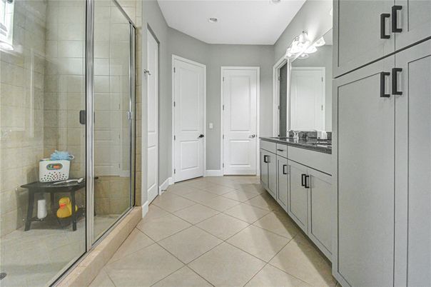 Bathroom, Glass Shower, Interior, Recessed Lighting