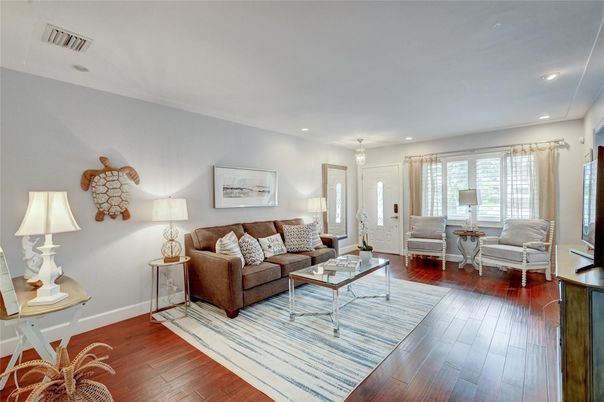Interior, Living room, Recessed Lighting, Wood Texture Flooring