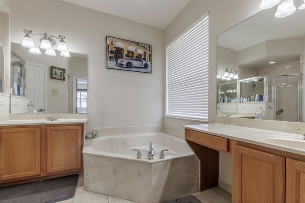 Bathroom, Dual Sink Vanities, Glass Shower, Interior, Recessed Lighting