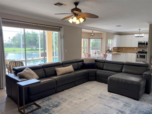 Dining room, Interior, Kitchen, Living room, Pendant Lights, Stainless Steel Appliances, Water