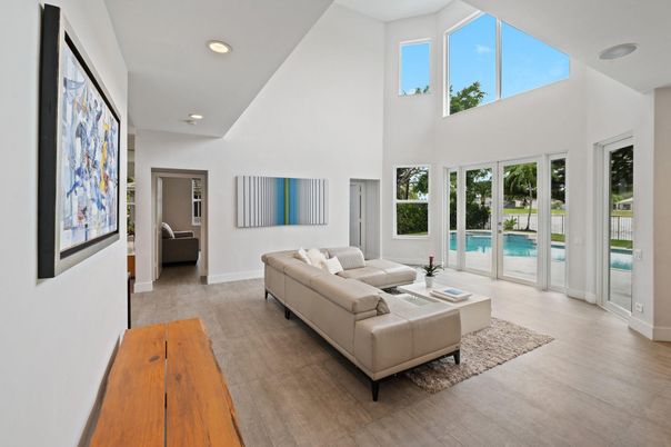 Interior, Living room, Recessed Lighting, Wood Texture Flooring