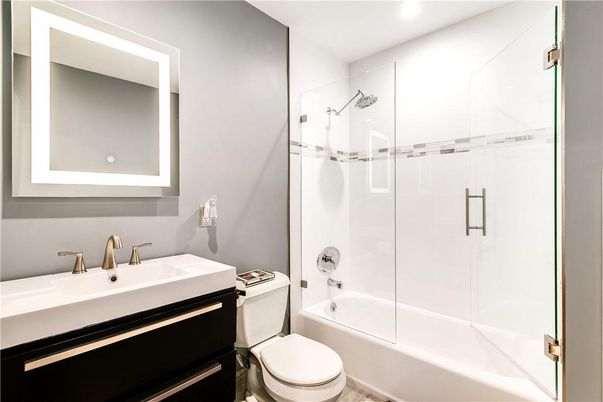 Bathroom, Glass Shower, Interior, Recessed Lighting
