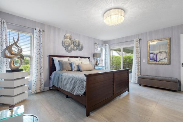Bedroom, Chandelier, Interior, Wood Texture Flooring