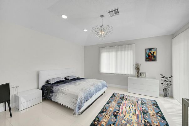 Bedroom, Chandelier, Interior, Recessed Lighting