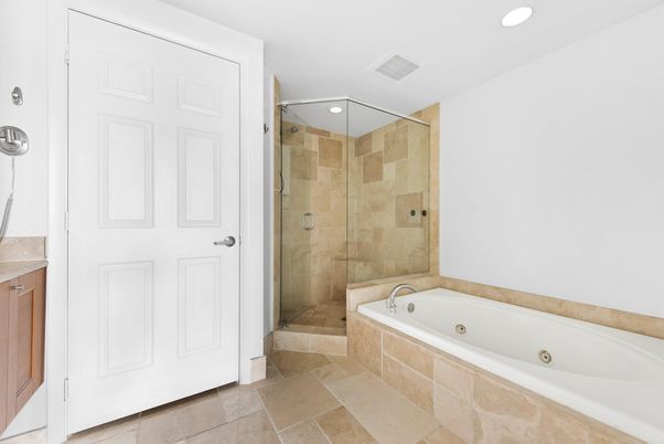 Bathroom, Glass Shower, Interior, Recessed Lighting