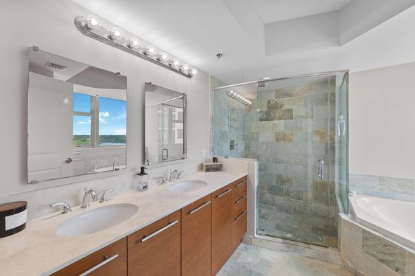 Bathroom, Dual Sink Vanities, Glass Shower, Interior