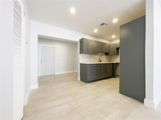 Interior, Kitchen, Recessed Lighting, Wood Texture Flooring