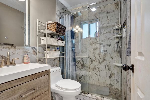Bathroom, Glass Shower, Interior, Marble Walls