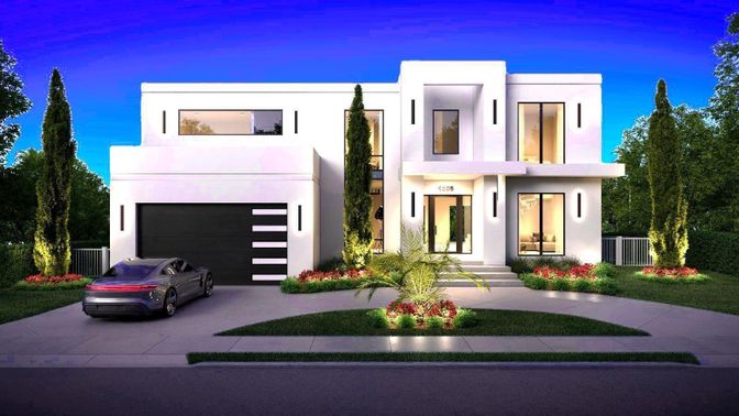 Attached, Exterior, Facade, Modern