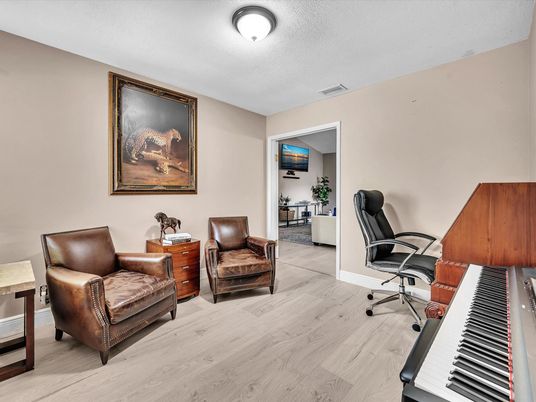 Home Office, Interior, Piano, Wood Texture Flooring