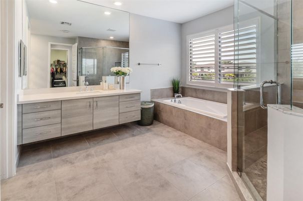 Bathroom, Dual Sink Vanities, Glass Shower, Interior, Recessed Lighting