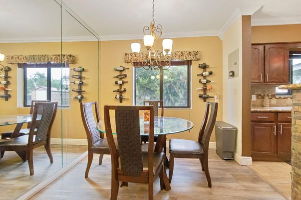 Chandelier, Dining room, Interior, Wine Storage, Wood Texture Flooring