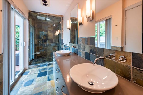 Bathroom, Dual Sink Vanities, Glass Shower, Interior