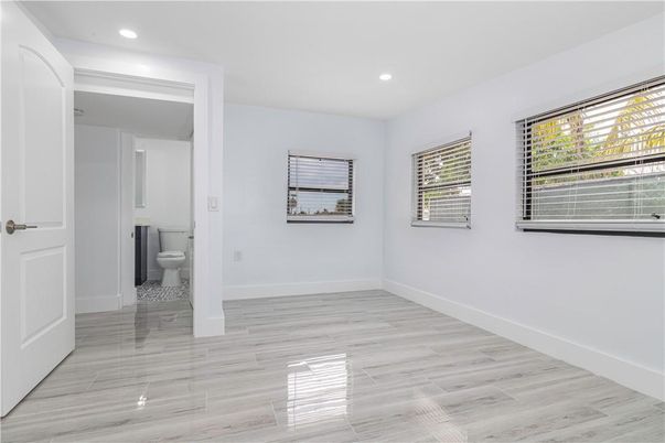 Bathroom, Empty room, Interior, Recessed Lighting, Wood Texture Flooring