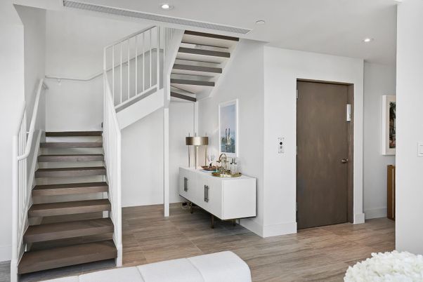 Elevator, Interior, Recessed Lighting, Wood Texture Flooring