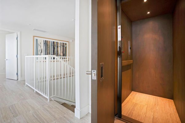 Elevator, Interior, Recessed Lighting, Wooden Walls