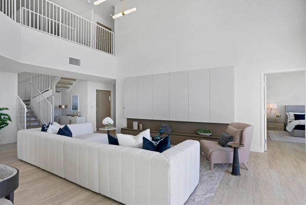 Interior, Living room, Pendant Lights, Wood Texture Flooring