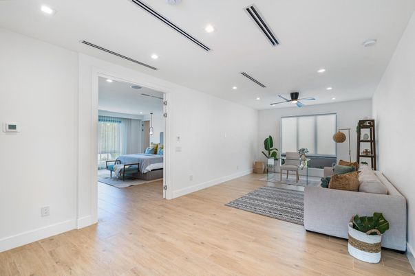 Interior, Living room, Recessed Lighting, Wood Texture Flooring
